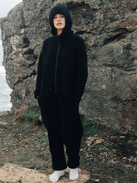 Finisterre Black Budock Fleece Jumpsuit