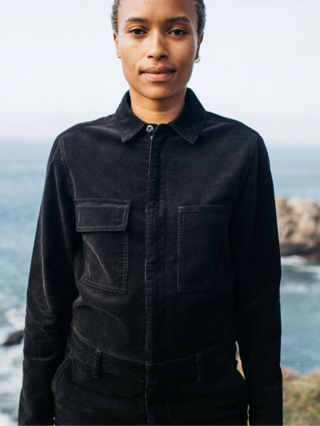 Cord Pennan Zip Jumpsuit Black Finisterre