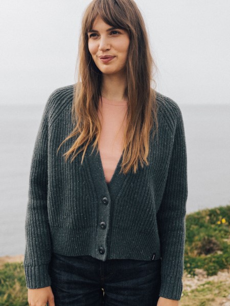 Slate Grey Finisterre Mora Knit Cardigan