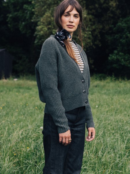 Slate Grey Finisterre Mora Knit Cardigan