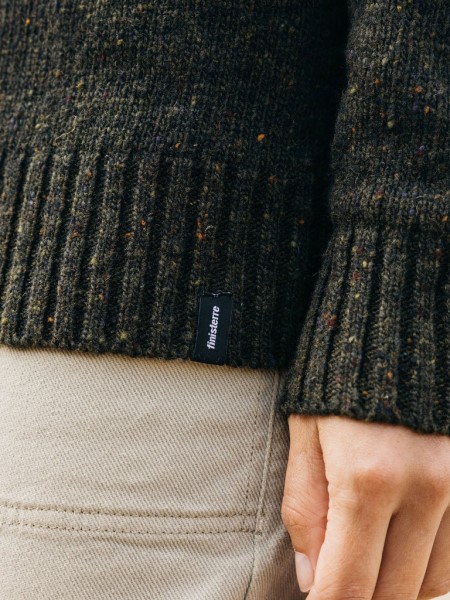 Farne Roll Neck Knit Jumper Finisterre Dark Olive