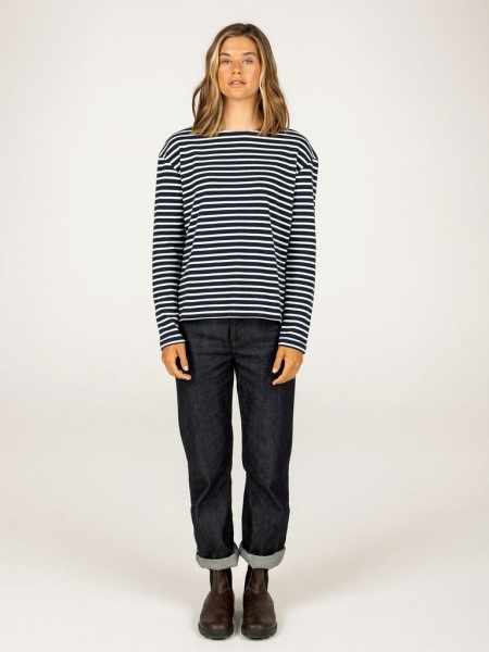 Navy/White Dutson Slim Long Sleeve Top Finisterre