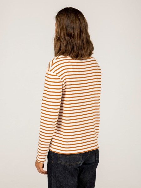 Dutson Slim Long Sleeve Top Finisterre Copper/Ecru