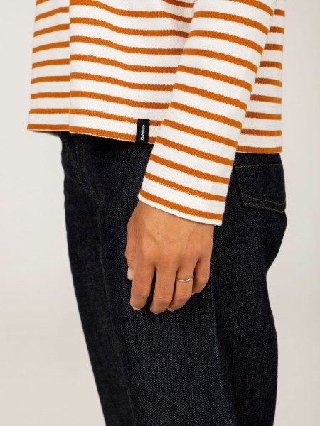 Dutson Slim Long Sleeve Top Finisterre Copper/Ecru