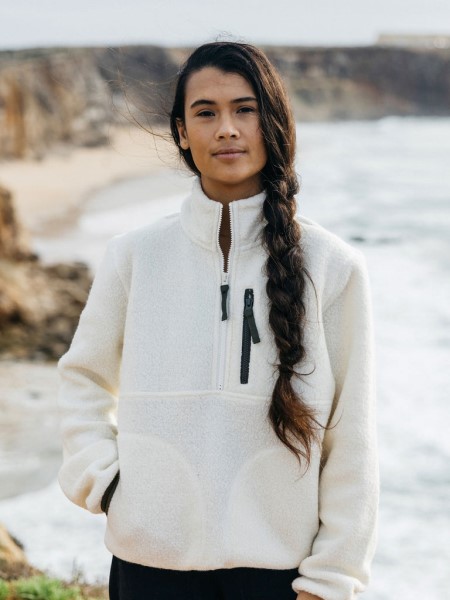 Ecru Finisterre Hegen 1/4 Zip Wool Fleece