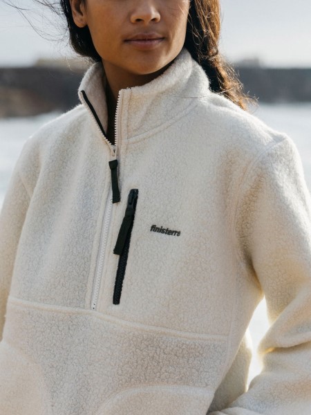 Ecru Finisterre Hegen 1/4 Zip Wool Fleece