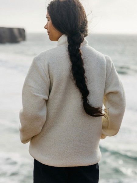 Ecru Finisterre Hegen 1/4 Zip Wool Fleece