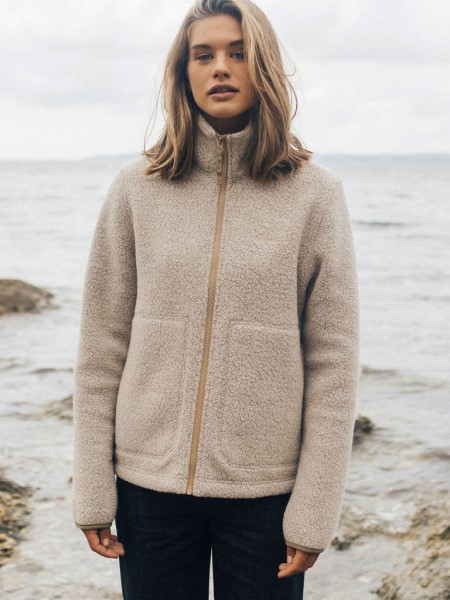 Budock Wool Zip Through Fleece Oatmeal Finisterre