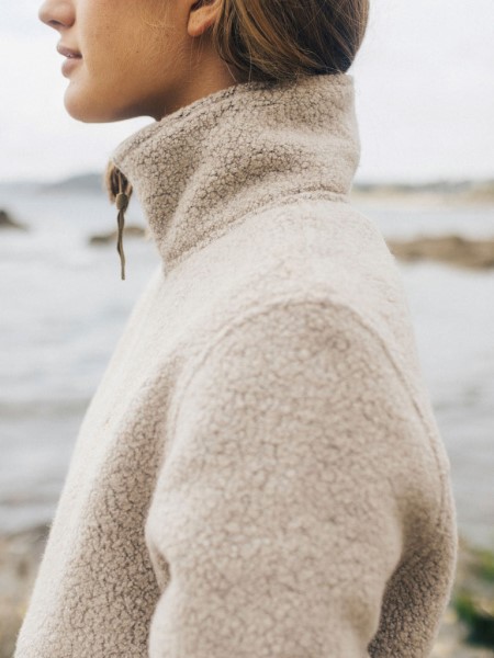 Budock Wool Zip Through Fleece Oatmeal Finisterre