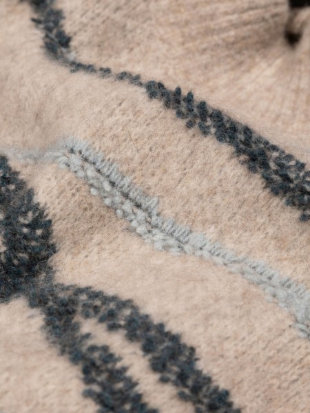 Wave Stitch Jumper Oatmeal/Blue Finisterre