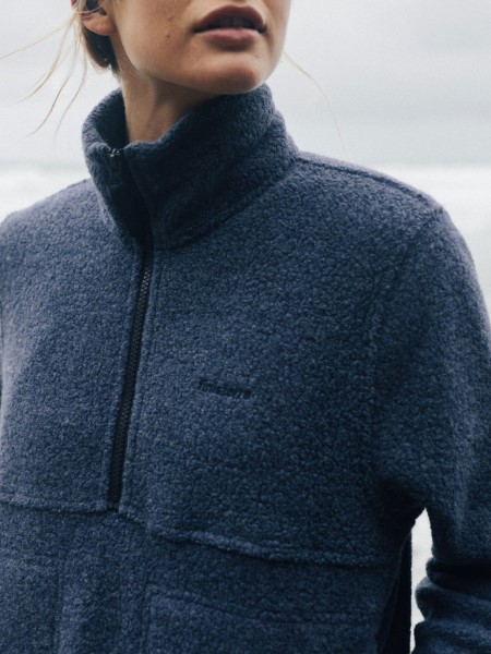 Finisterre Budock Wool Smock Fleece Dark Ozone