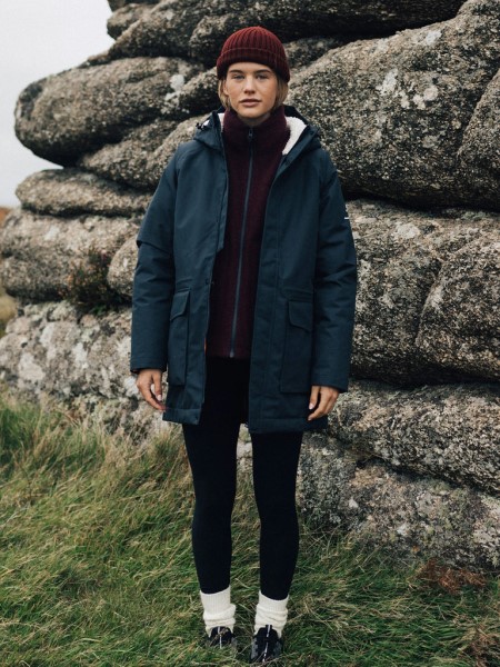 Budock Wool Zip Through Fleece Dark Burgundy Finisterre