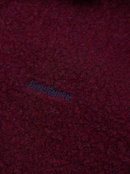 Budock Wool Zip Through Fleece Dark Burgundy Finisterre