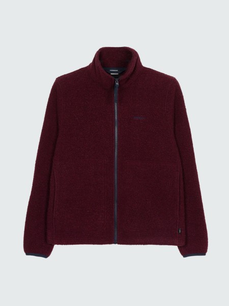 Budock Wool Zip Through Fleece Dark Burgundy Finisterre