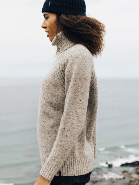 Oatmeal Farne Roll Neck Knit Jumper Finisterre