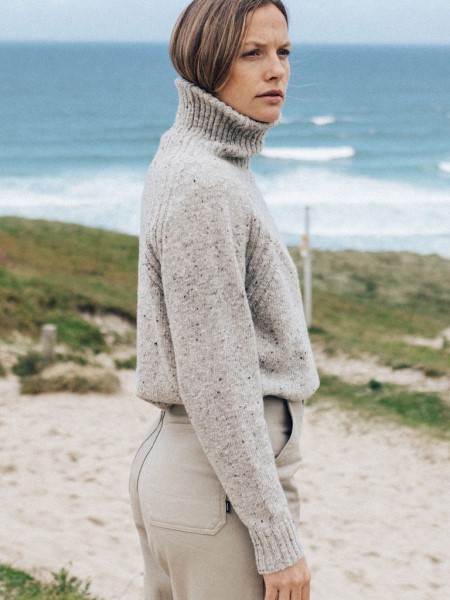 Oatmeal Farne Roll Neck Knit Jumper Finisterre