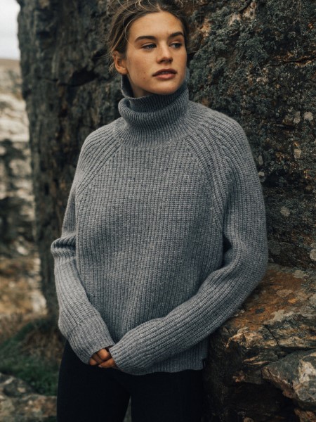 Finisterre Pale Indigo Mora Roll Neck Knit Jumper