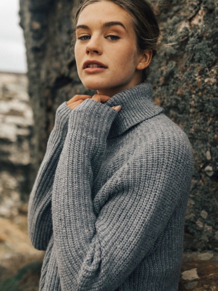 Finisterre Pale Indigo Mora Roll Neck Knit Jumper