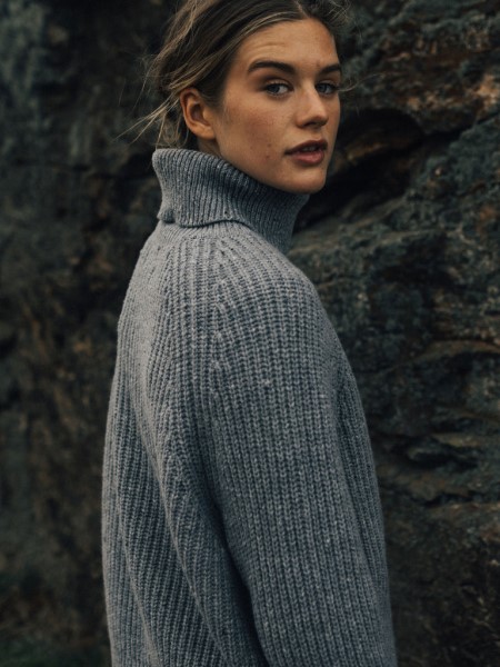 Finisterre Pale Indigo Mora Roll Neck Knit Jumper