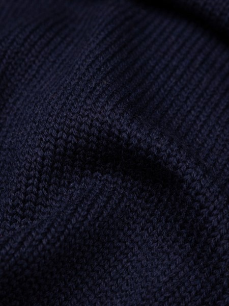 Navy Finisterre Eyre Roll Neck Knit Jumper