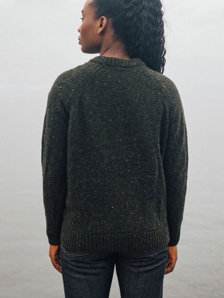 Finisterre Dark Olive Farne Crew Neck Knit Jumper