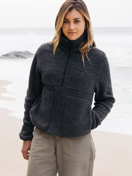 Budock Wool Smock Fleece Finisterre Charcoal Marl