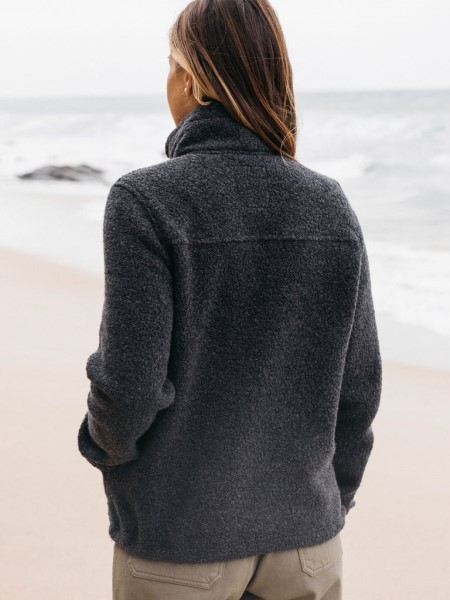 Budock Wool Smock Fleece Finisterre Charcoal Marl