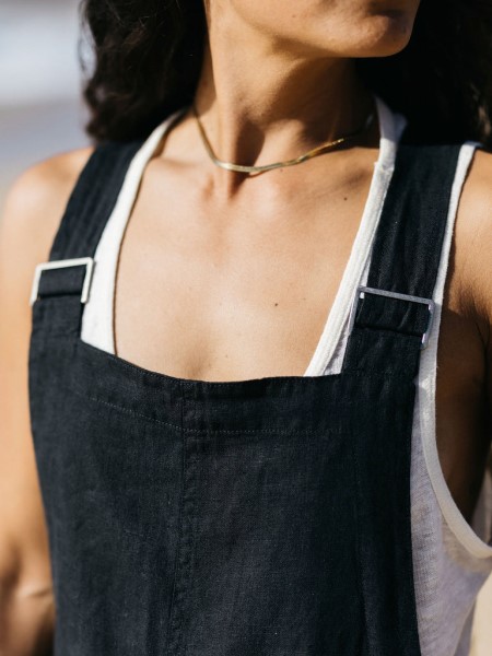 Hale Linen Playsuit Black Finisterre