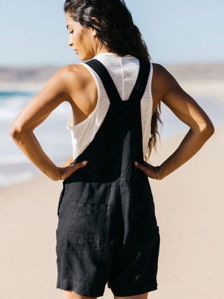 Hale Linen Playsuit Black Finisterre